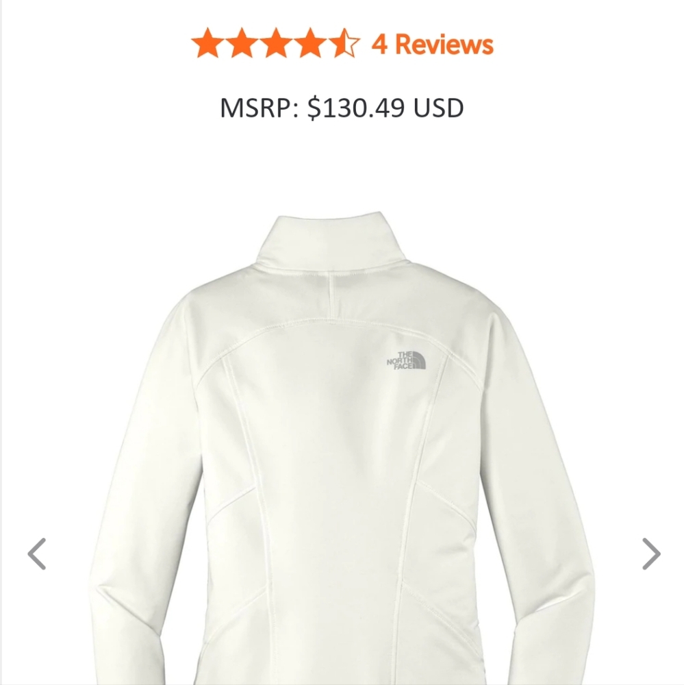 The North Face women's white tech stretch soft shell jacket. Size M
